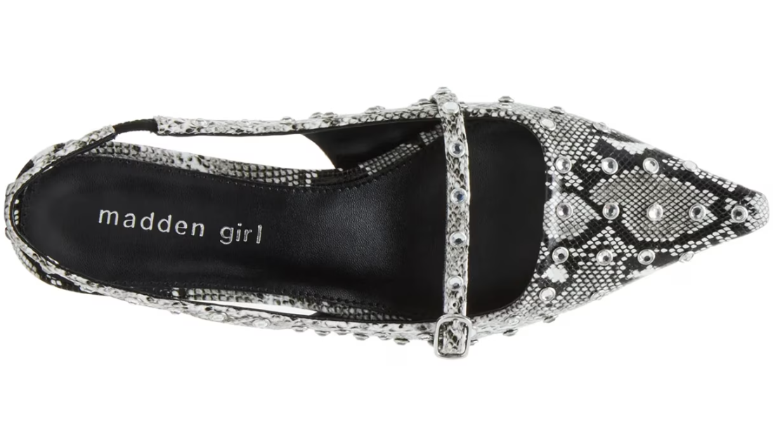 Madden Girl Krystall Rhinestone Pointed-Toe Slingback Kitten-Heel Pumps Size 11