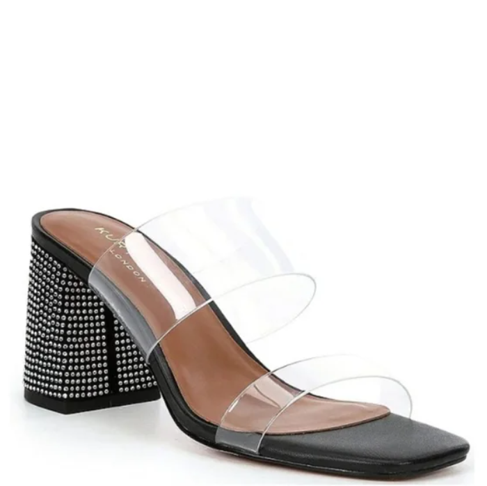 Kurt Geiger London Party Smiley Face Block Black Heel Size 38 (US 7)