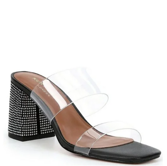 Kurt Geiger London Party Smiley Face Block Black Heel Size 38 (US 7)