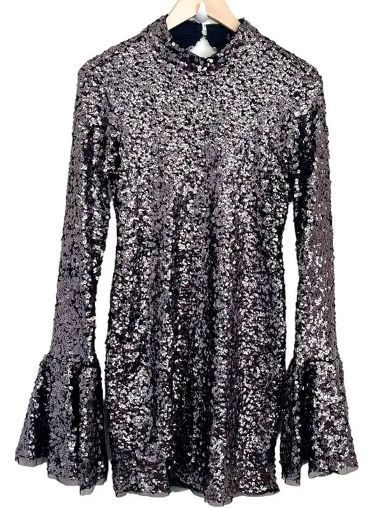 Free People Sequin Bell Sleeve Mini Dress Size Small