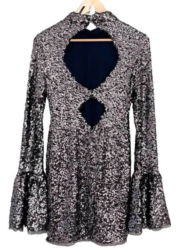 Free People Sequin Bell Sleeve Mini Dress Size Small