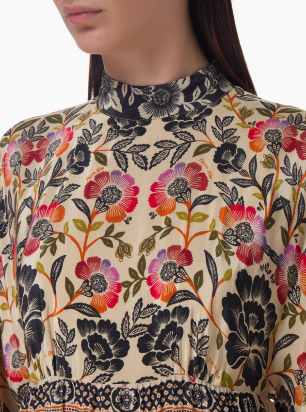 FARM RIO 
Fringed Floral-Print Crepe Maxi Dress Size Large