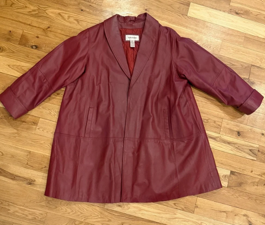 Veranesi Brick Red Leather Swing Jacket Size 18W