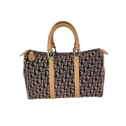 Christian Dior Vintage Trotter Diorissimo Medium Brown Boston Bag