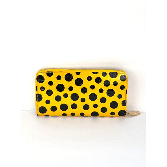 Louis Vuitton Yellow Vernis Patent Leather Kusama Infinity Dots Zippy Wallet