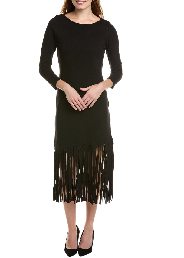Anne Klein Fringe Hem Sweater Dress Size XLarge