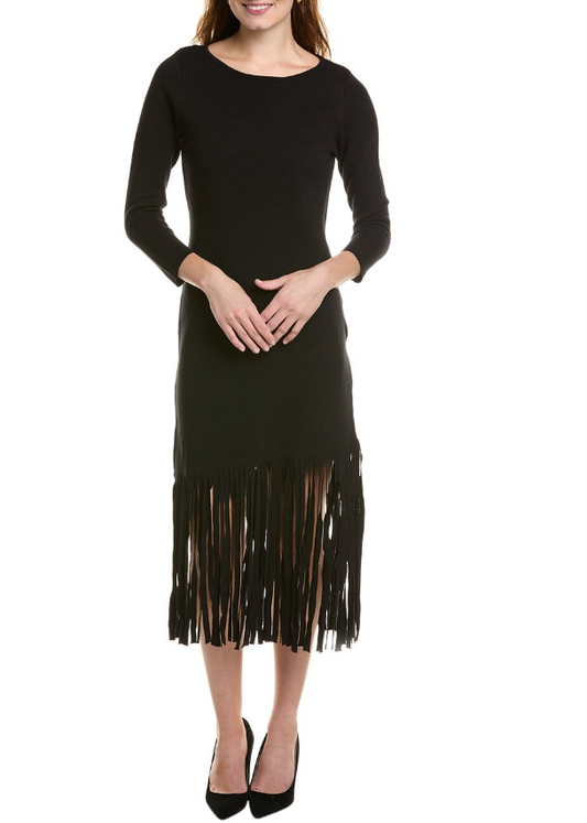 Anne Klein Fringe Hem Sweater Dress Size XLarge