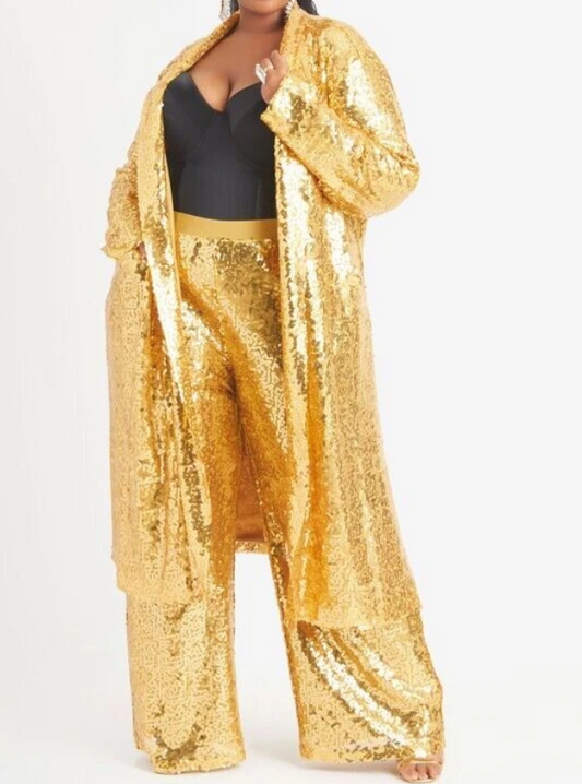 Ashley Stewart Gold Sequin Duster Size 14/16