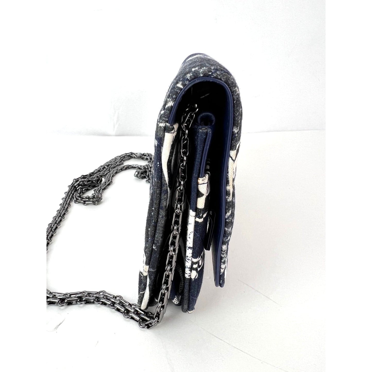 Chanel Reissue 2.55 Quilted Printed Canvas Limited Edition Wallet on a Chain Clutch RARE