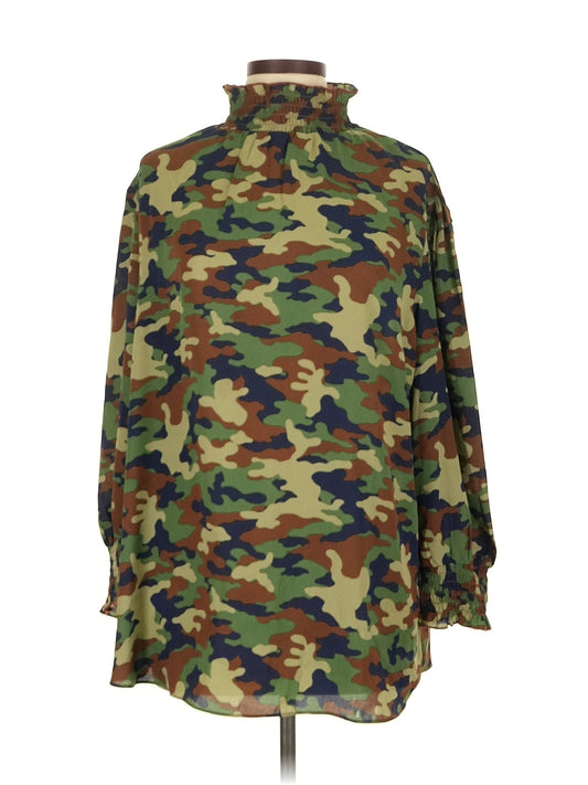 Ashley Stewart High Neck Camo Blouse Size 14/16W 1X
