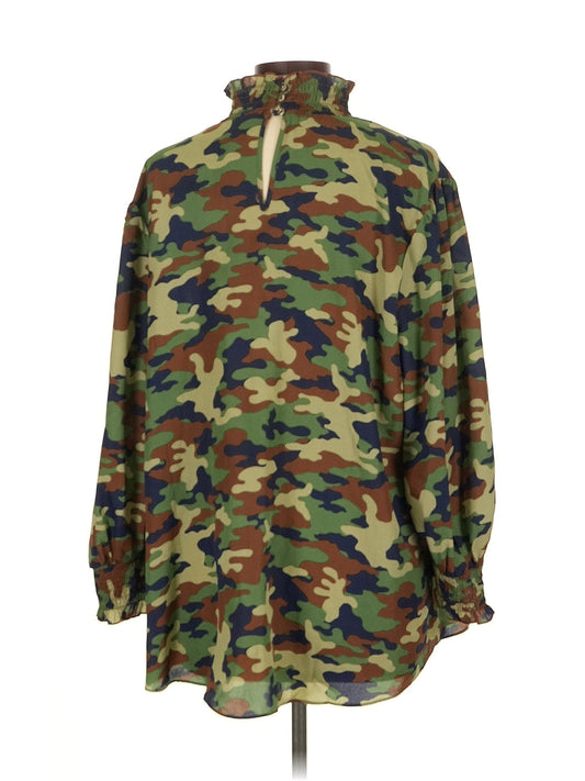 Ashley Stewart High Neck Camo Blouse Size 14/16W 1X