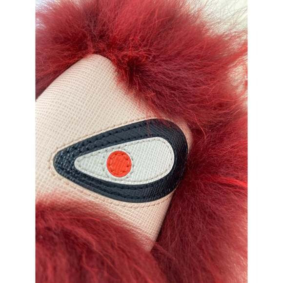 Fendi Red Fur Bag Bugs Leather Key Chain / Bag Charm
