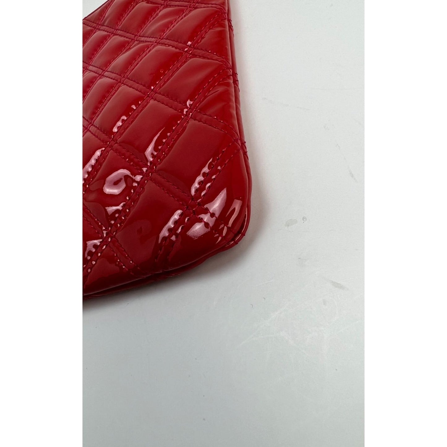 Chanel Patent Quilted Medium Cosmetic Case Dark Pink