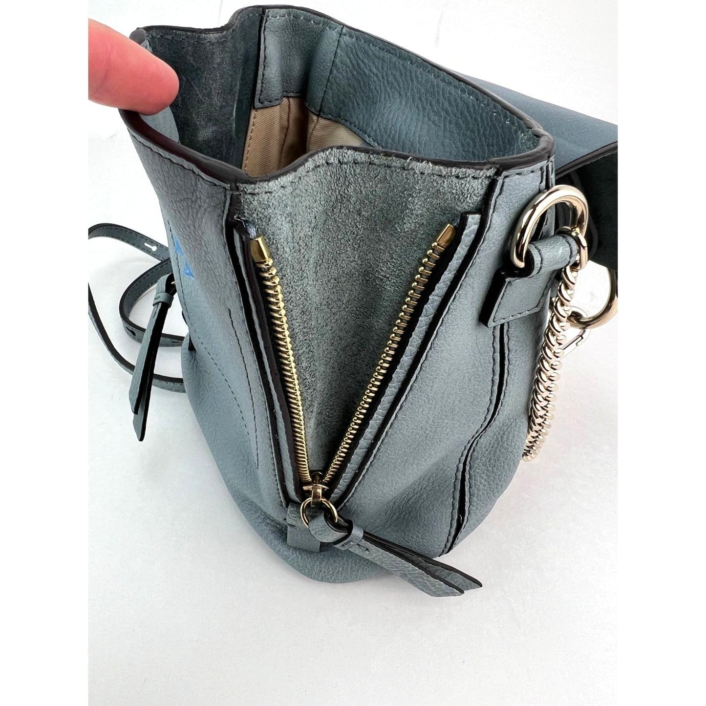 Chloe Blue Faye Mini Suede and Leather Backpack Bag