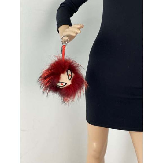 Fendi Red Fur Bag Bugs Leather Key Chain / Bag Charm