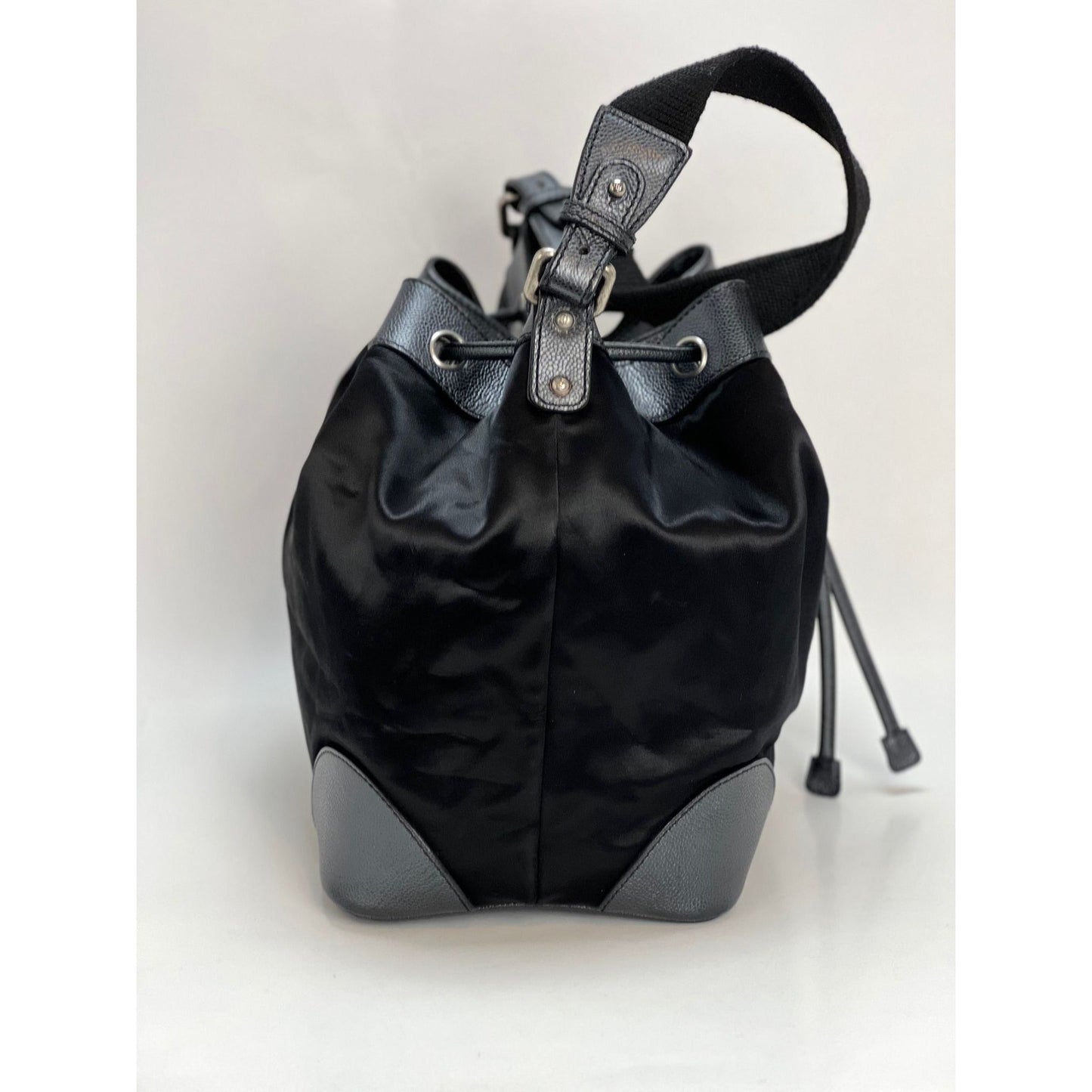 CHANEL Satin CC Large Black Bucket Shouler Bag