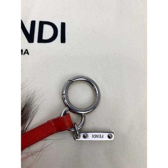 Fendi Red Fur Bag Bugs Leather Key Chain / Bag Charm