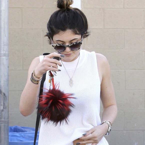 Fendi Red Fur Bag Bugs Leather Key Chain / Bag Charm