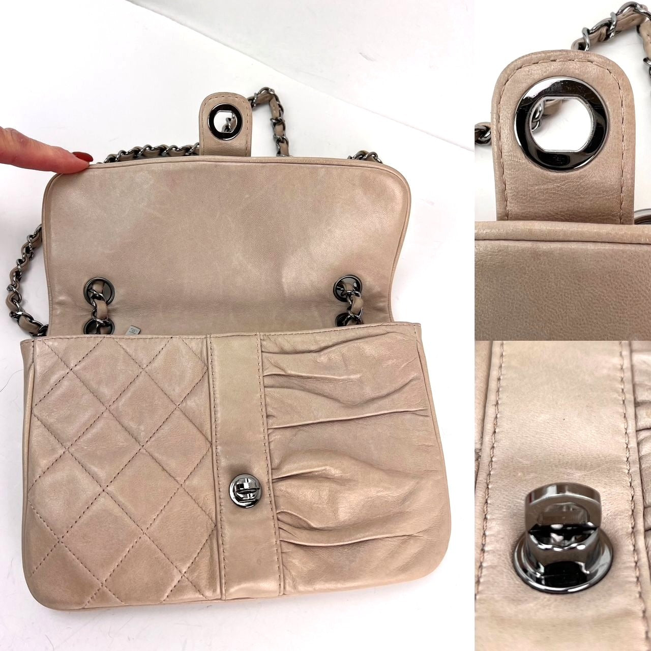 Chanel Lambskin Quilted Pile Ou Face Flap Beige Clair Shoulder Bag
