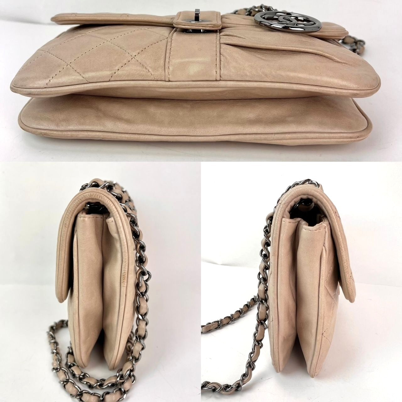 Chanel Lambskin Quilted Pile Ou Face Flap Beige Clair Shoulder Bag