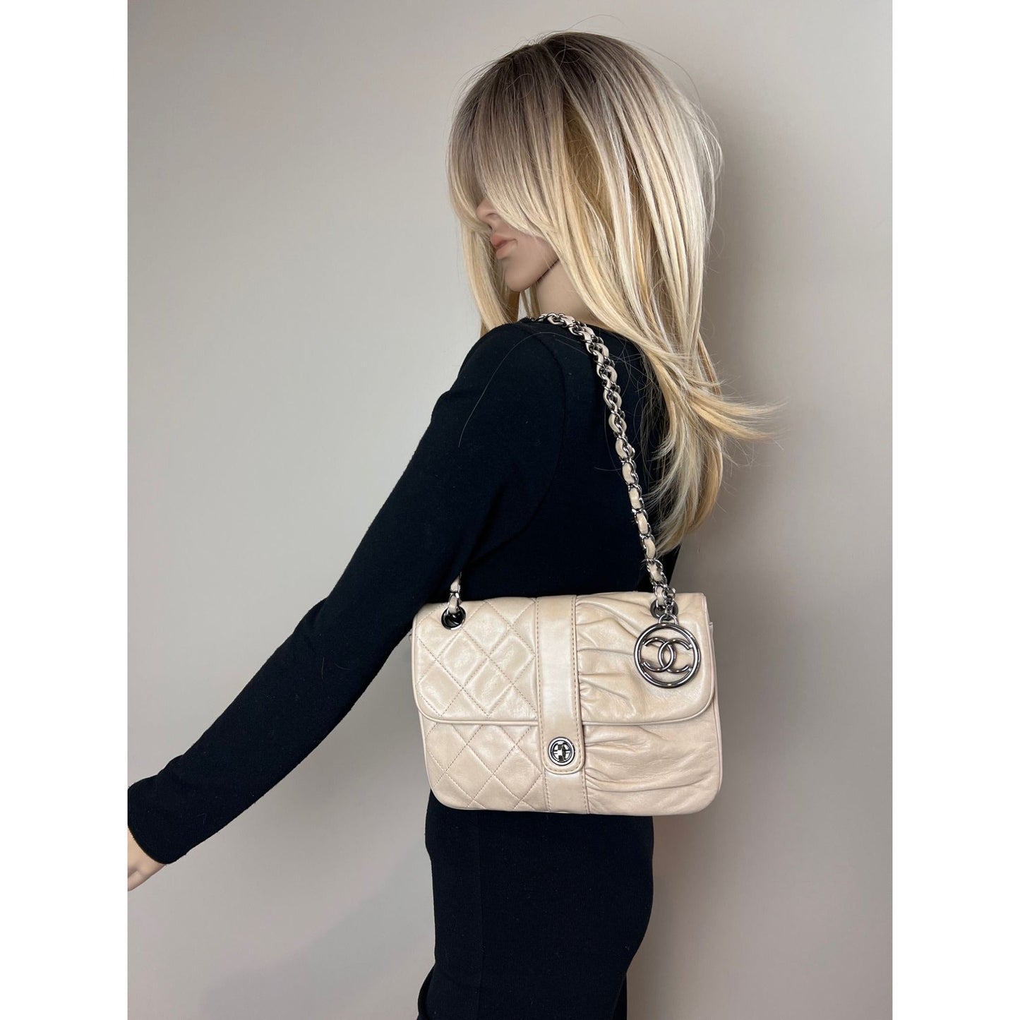 Chanel Lambskin Quilted Pile Ou Face Flap Beige Clair Shoulder Bag