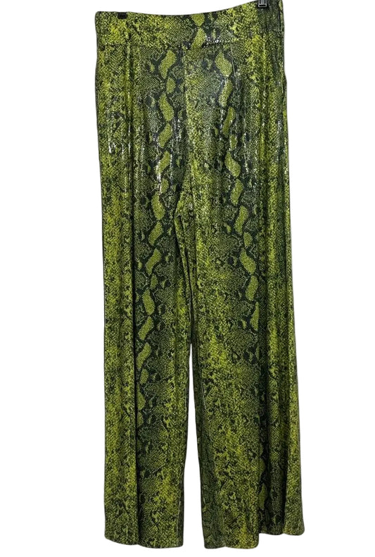 Explosion Green Sequin Snakeskin Print Palazzo Pants Size 42
