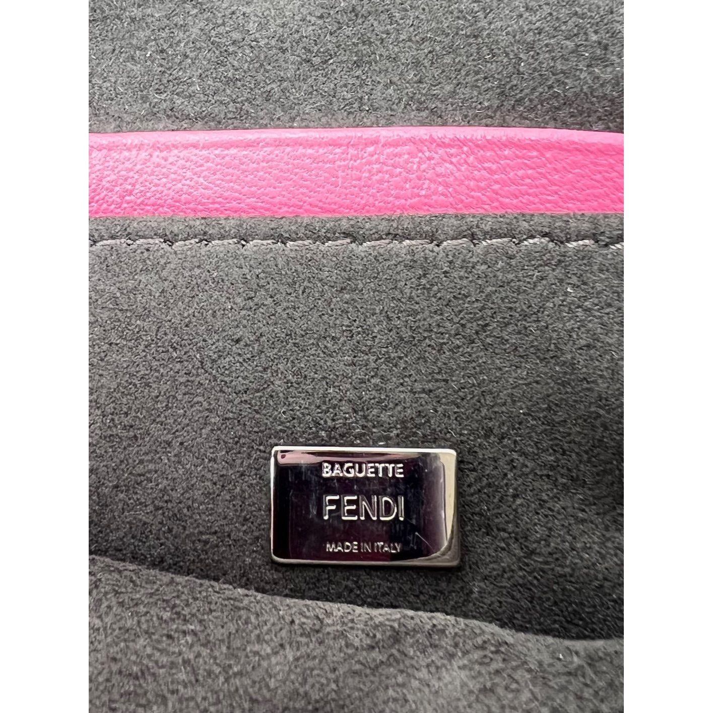 Fendi Monster Baguette Pink Leather Micro Crossbody Bag