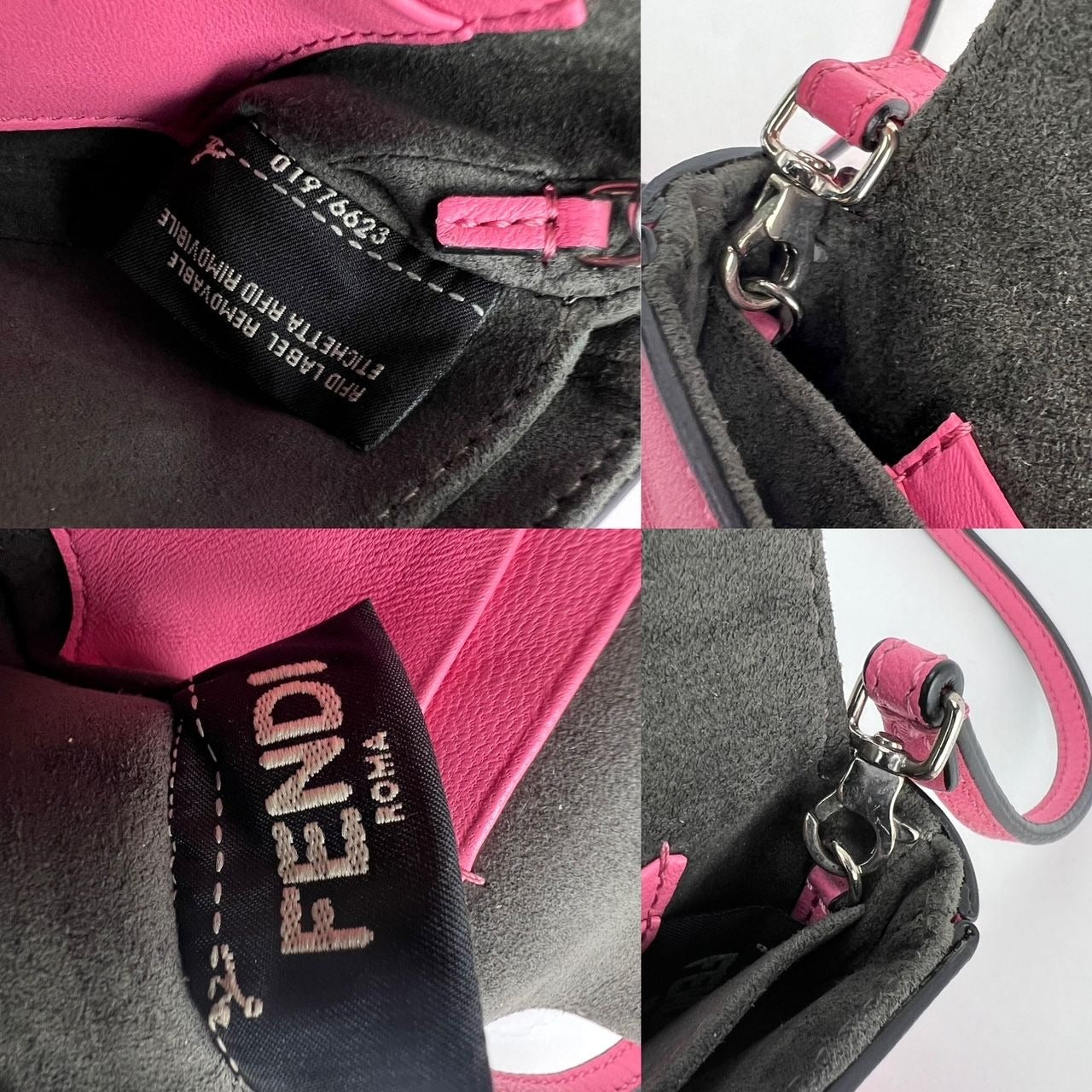 Fendi Monster Baguette Pink Leather Micro Crossbody Bag
