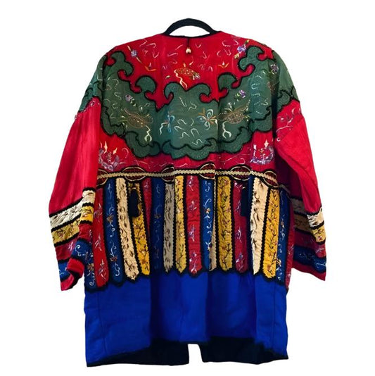 Judith Ann Resorts Slik Quilted Embroidered Jacket Size Large