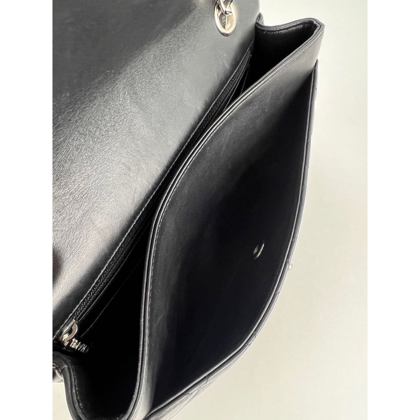 Chanel Quilted Lambskin Valentine Crystal Charms Medium Single Flap Black Bag