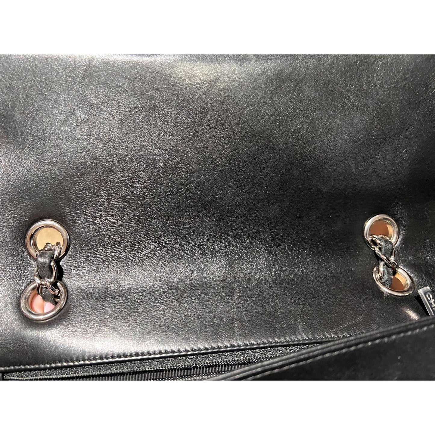 Chanel Quilted Lambskin Valentine Crystal Charms Medium Single Flap Black Bag