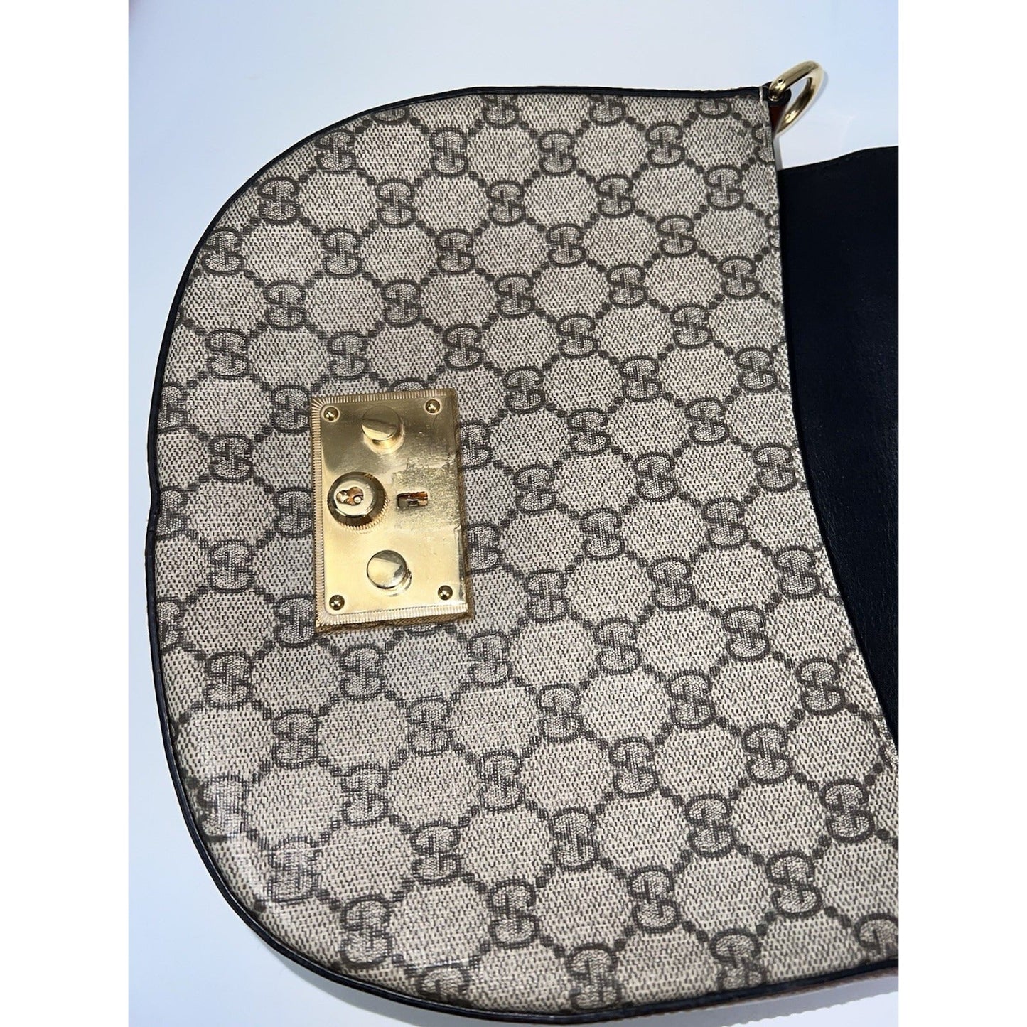 Gucci GG Supreme Web Padlock Black Messenger Shoulder Bag