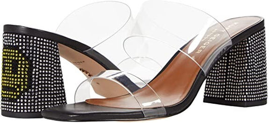 Kurt Geiger London Party Smiley Face Block Black Heel Size 38 (US 7)