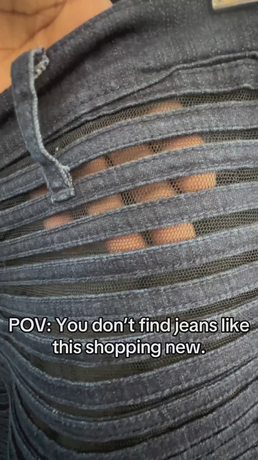 R4R Rave Sheer Stripes Jeans Size 7