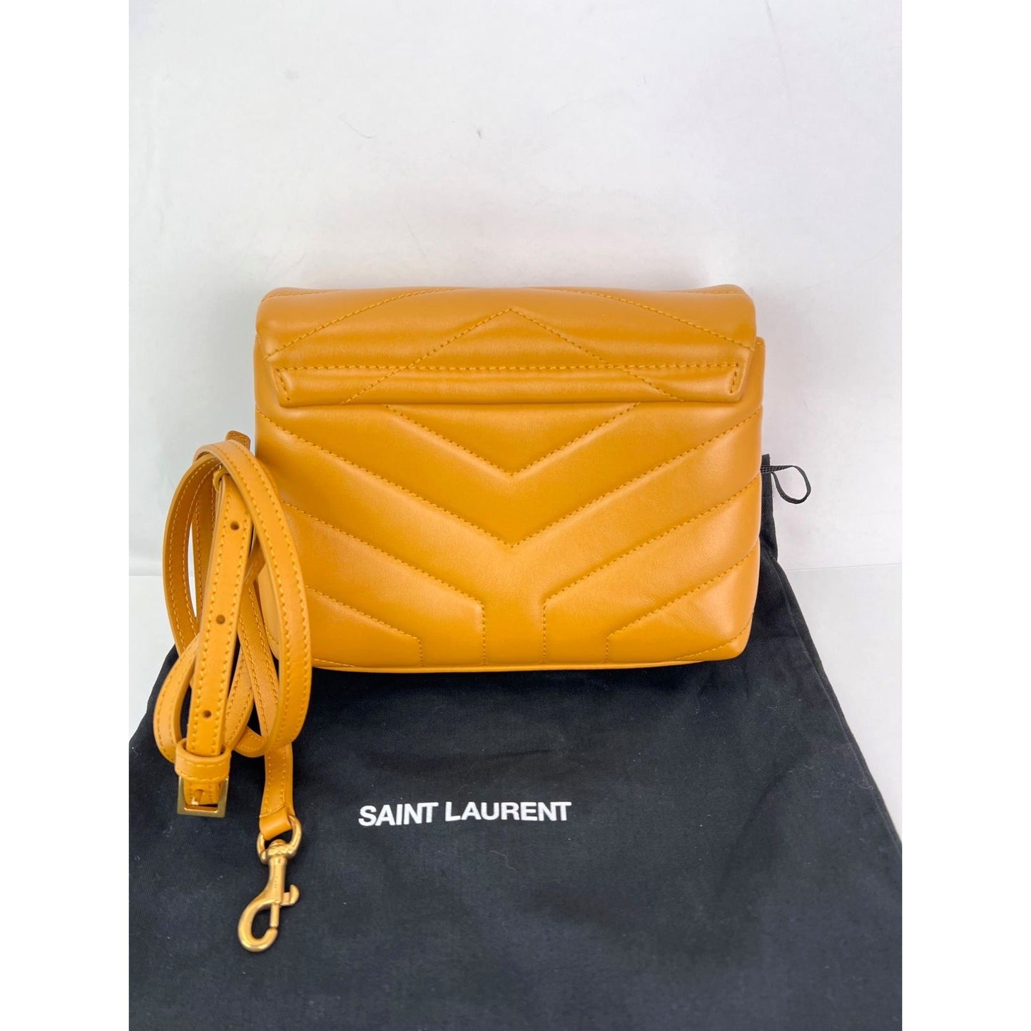 Saint Laurent Calfskin Quilted Toy Loulou Yellow Crossbody Bag
