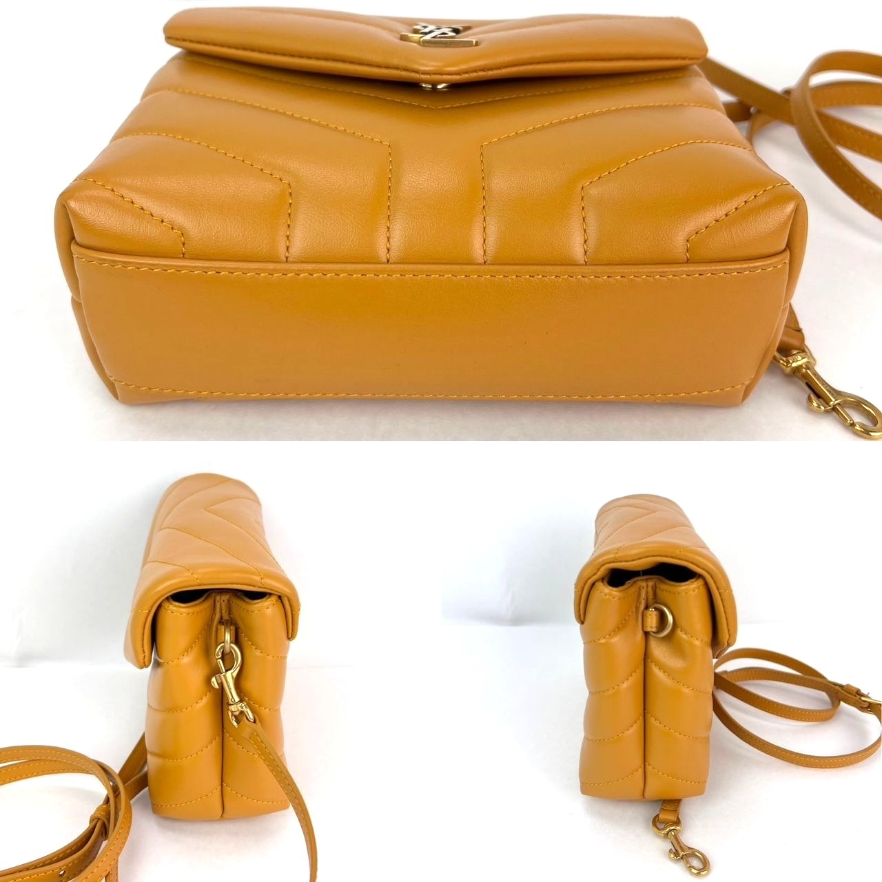 Saint Laurent Calfskin Quilted Toy Loulou Yellow Crossbody Bag