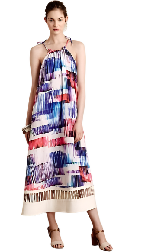 Anthropologie Sonora Dress SB Sachin & Babi Watercolor Dress Size Large Petite