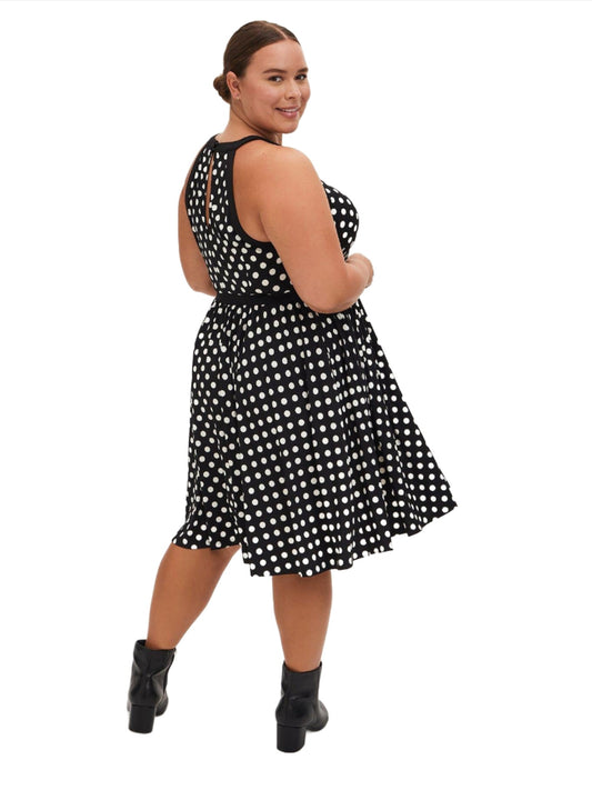 Torrid Black White Polka Dot Knit Skater Dress Size 4 (US 4X)