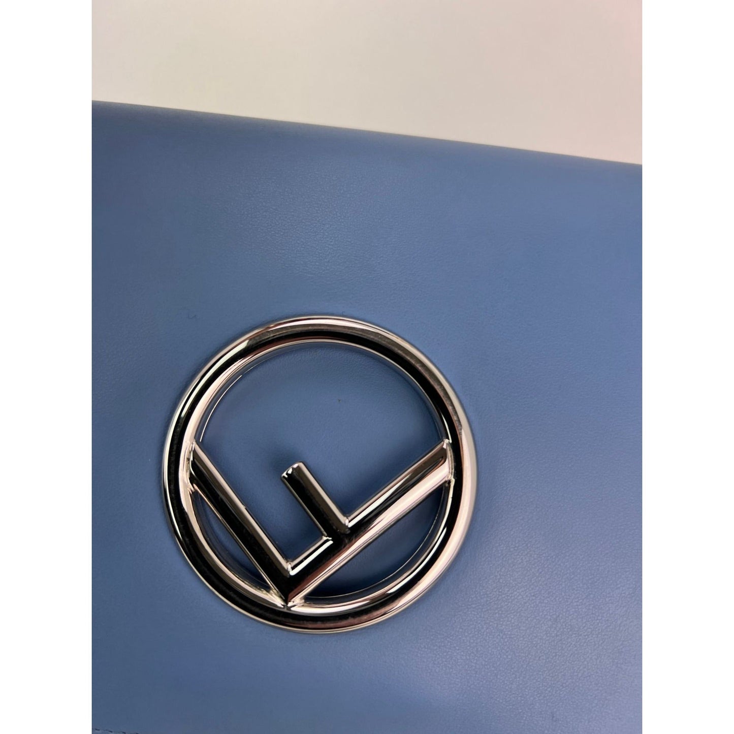 Fendi F Kan 1 Medium Blue Leather Shoulder Hand Bag