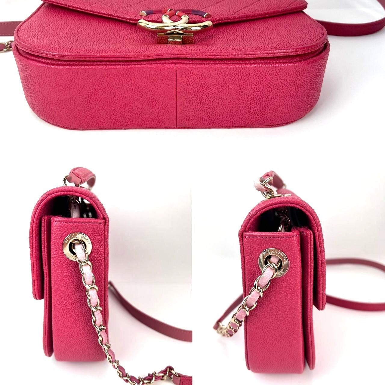 Chanel Paris-Cuba Medium Caviar Calfskin Thread Around Pink Flap Bag with top handle