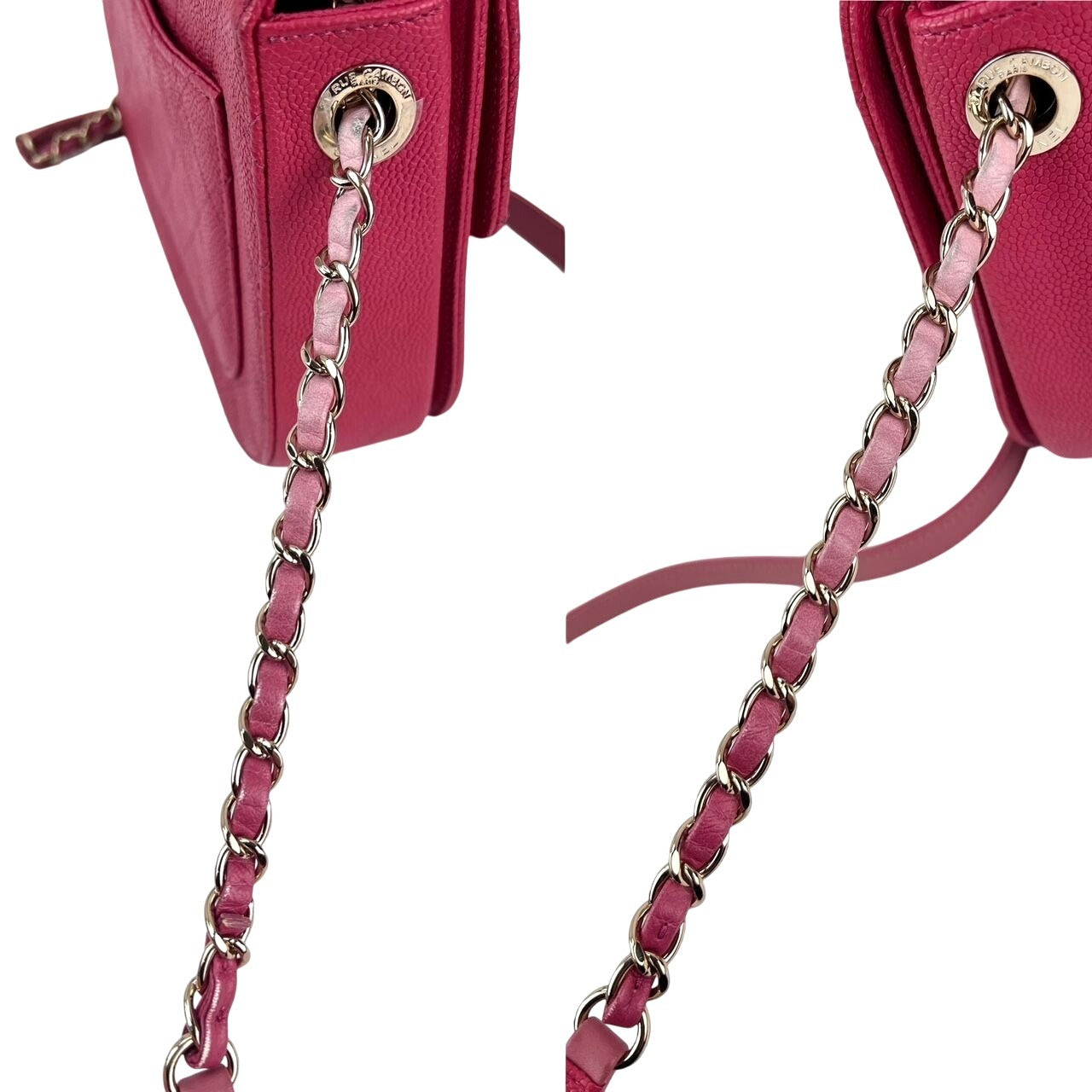 Chanel Paris-Cuba Medium Caviar Calfskin Thread Around Pink Flap Bag with top handle