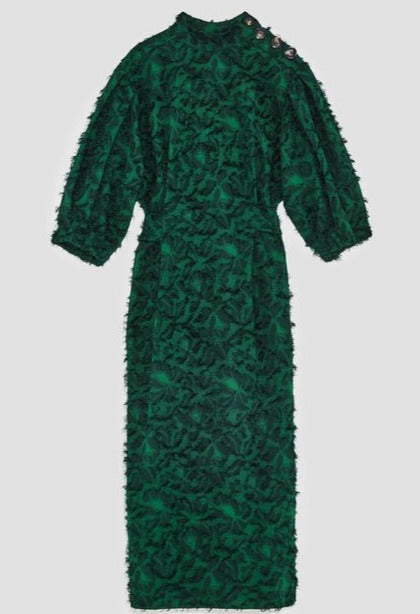 Zara Green Fringe Embellished Dress Size Small