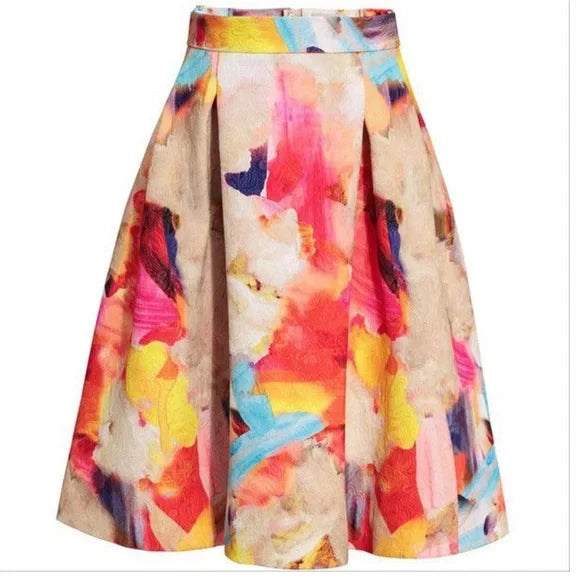 H&M Colorful Midi Skirt Size 10 Medium